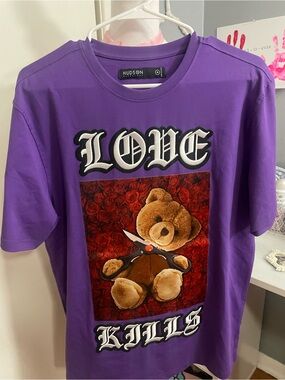 Hudson Jeans Purple 'Love Kills' Teddy Graphic Tee